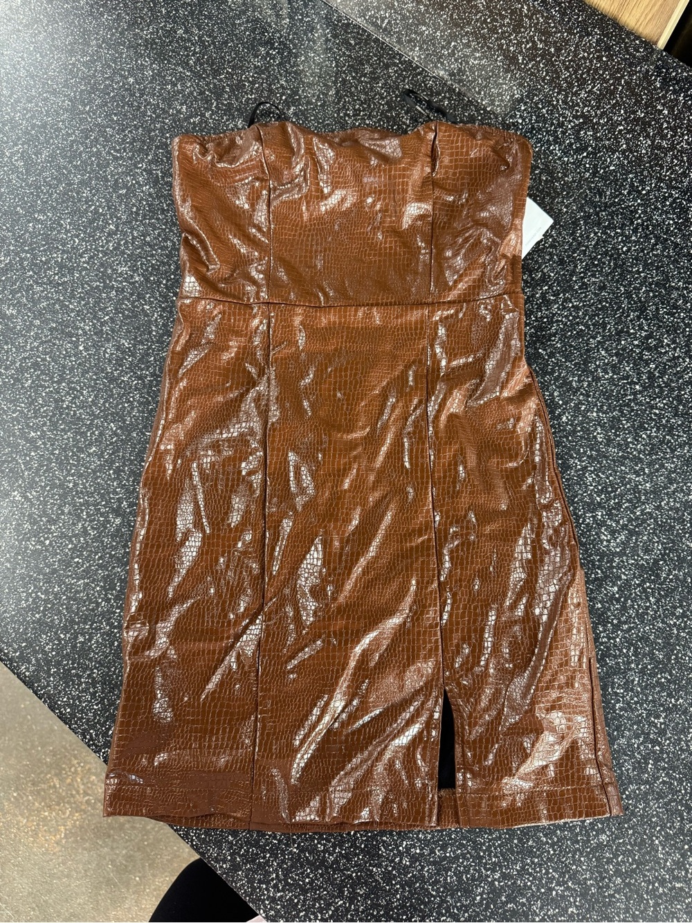 Forever 21 NWT- Strapless Brown Faux-Croc Mini Dress